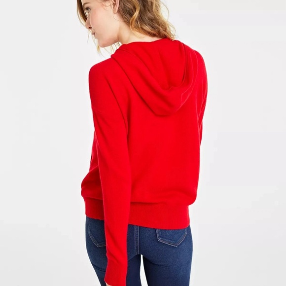 Luxury Charter Club Red 100% Cashmere Hoodie Size M - Picture 10 of 10